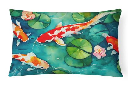 Nautical Collection Throw Pillow Throw Pillow for Indoor Couch Bed Outdoor Patio Washable, Koi Fish 2801,12Hx16W