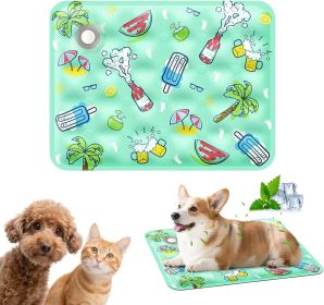 120*70cm Dog Cooling Mat, 2026 New Summer Pet Mats, Portable Pet Cooling Pad for Travel, Washable Gel Coolings Mat for Dogs and Cats Indoor Outdo (Color: green)