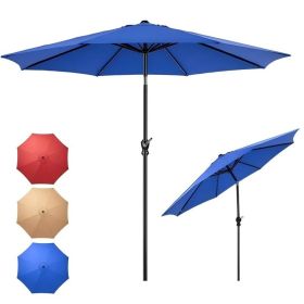 9' Red Crank Lift and 3 Position Tilt Patio Umbrella (Color: Blue)