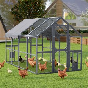 Outdoor Chicken Coop Enclosures 110" Large Kitten Playpen ,Upgrade Waterproof Cover (Color: grey)