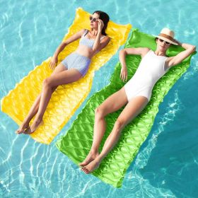 Inflatable Pool Floats Raft,Floating Lounge for Adults,64x32 inch Swimming Mat Pool Mattress with Headrest (Color: Green,Yellow)
