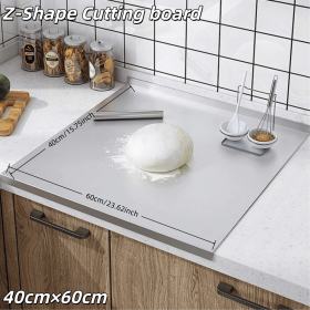 Stainless Steel Cutting Board with Lip for Kitchen Chopping Boards for Countertop Large Metal Cutting Board over Sink Suitable for Meat Fruits Ve (size: Z-Shape 40cm×60cm)