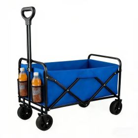 680LBS Heavy Duty Folding Wagon Cart, All-Terrain Collapsible Utility Wagon with Extra Large Capacity, Compact Foldable Pull Cart for Camping (Color: Blue)