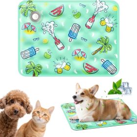 90*60cm Dog Cooling Mat, 2026 New Summer Pet Mats, Portable Pet Cooling Pad for Travel, Washable Gel Coolings Mat for Dogs and Cats Indoor Outdoo (Color: green)